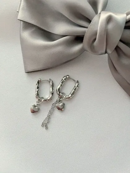 Серьги бижутерия, серебристый