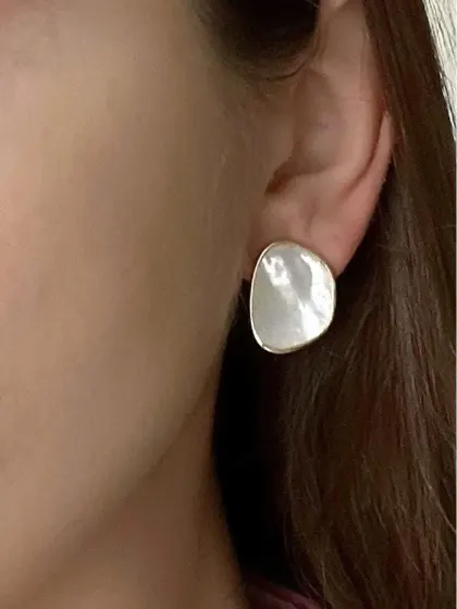Серьги бижутерия, золотистый, перламутровый